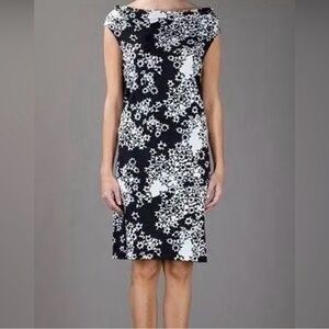 Diane Von Furstenberg Maiha Star Meadow Sleeveless Silk Dress Black White Size 8